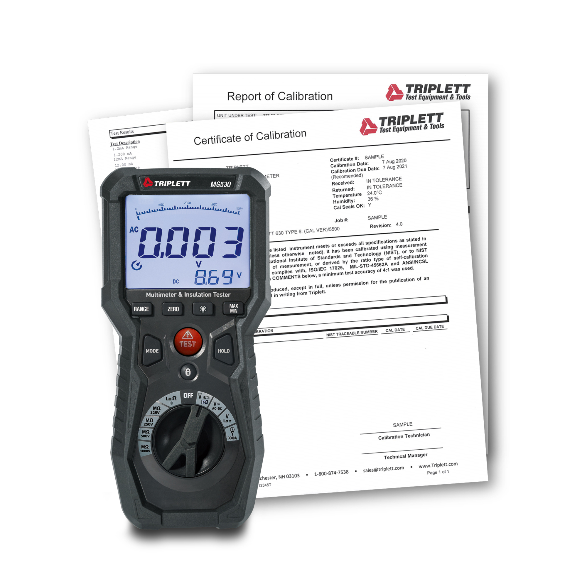 Triplett MG530-NIST MG530 Insulation Tester with Certificate of Traceability to N.I.S.T.